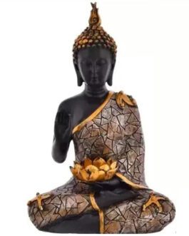 Blessing Diya Samadhi Buddha for Home Décor Showpiece for Gifting Decorative Sculpture for Living Room or Office
