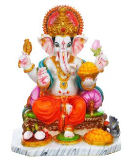 EthnicGalaxy Handcrafted Large Ganapati Idol for Home and Office Marble Statue Rajasthani Handicraft 13 x 8 x 10.5 inch