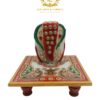 Handcrafted Marble Chowki with Ganesh Figurine, 10cm x 10cm x 9.5cm 3 3 1