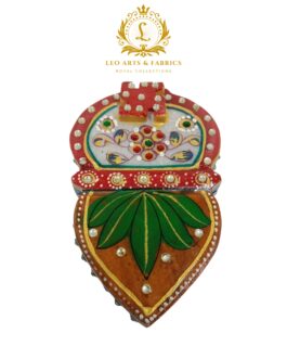 Handmade Marble Meenakari Chopda Kalash, 13cm x 8cm x 3cm