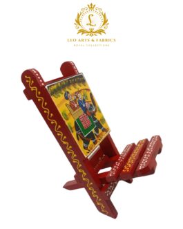 Wooden Chair Mobile Stand – Elephant Design, Red, 23.5cm x 9.5cm x 4cm