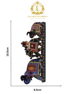 Handcrafted Indian Elephant Caravan Fridge Magnet Decor Piece, 15.5 x 6.5 x 0.5 cm