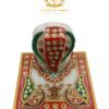 Handcrafted Marble Chowki with Ganesh Figurine, 10cm x 10cm x 9.5cm 4 4 8