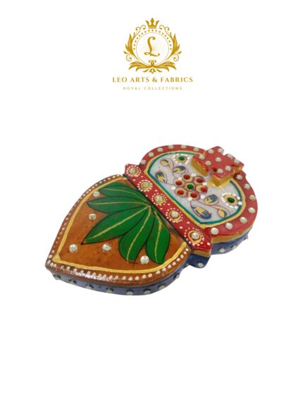 Handmade Marble Meenakari Chopda Kalash, 13cm x 8cm x 3cm - Image 4