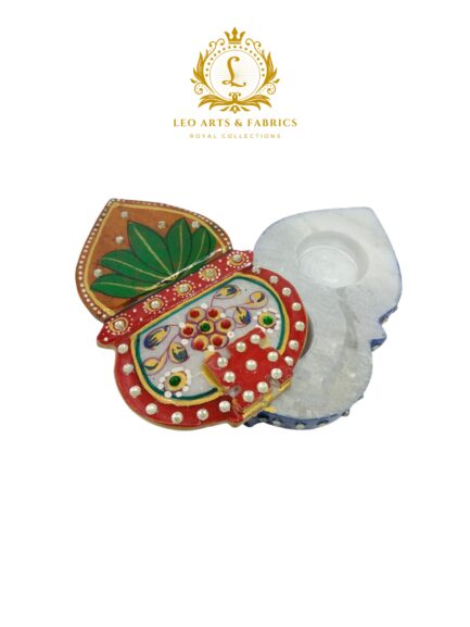 Handmade Marble Meenakari Chopda Kalash, 13cm x 8cm x 3cm - Image 6