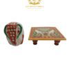 Handcrafted Marble Chowki with Ganesh Figurine, 10cm x 10cm x 9.5cm 7 7 5