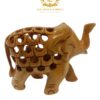 Hand Carved Wooden Undercut Jali Elephant Figurine, Greeting, 5 cm, Pack of 2 6 7 6