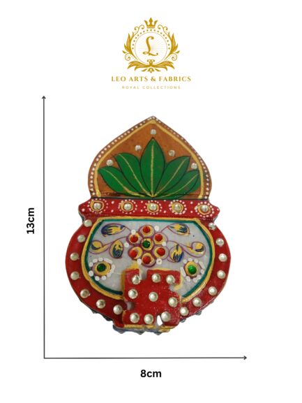 Handmade Marble Meenakari Chopda Kalash, 13cm x 8cm x 3cm - Image 7