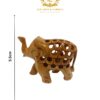 Hand Carved Wooden Undercut Jali Elephant Figurine, Greeting, 5 cm, Pack of 2 8 9 6