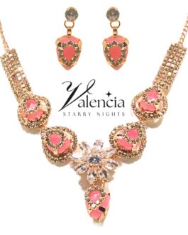 Handcrafted Rose Gold Plated Necklace Jewellery Set with Heart Shaped Pendant and Earrings Suited for Party Casual Formal for Women