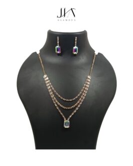 Jia Glamour – Handcrafted Rose Gold Plated AD Necklace Set with Earrings Multiglow