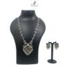 SAMIRA Handcrafted Necklace Jewellery Set with Ear Rings Oxidized Diamond Pendant 2 samira_neelambari-creations_2025_49b