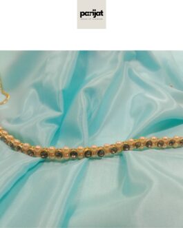 PARIJAT Hancrafted Gold Plated Kamarbandh, AD Brown, Golden Pearls