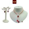 Iseul Showline - Handcrafted Rose Gold Short Necklace Set with Rectangular Pendant, matching Earrings, Red 2 iseul_neelambari-creations_2025_23