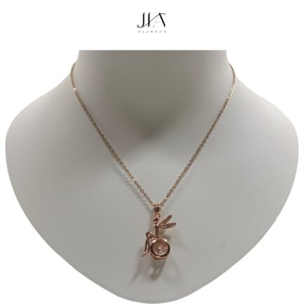 Jia Glamour Handcrafted Rose Gold Plated Necklace Jewellery Set with Fairy Pendant, AD - Image 2