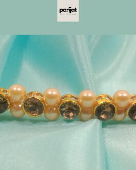 PARIJAT Hancrafted Gold Plated Kamarbandh, AD Brown, Golden Pearls