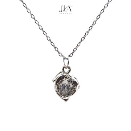 Jia Glamour Handcrafted Rose Gold Plated Necklace Jewellery Set with Dolphin Pendant, AD - Image 4