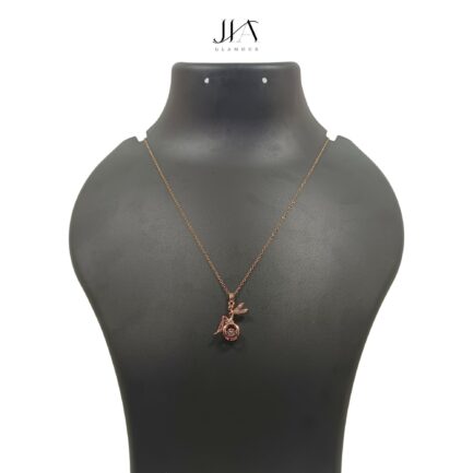 Jia Glamour Handcrafted Rose Gold Plated Necklace Jewellery Set with Fairy Pendant, AD - Image 5