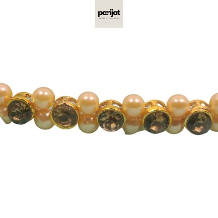 PARIJAT Hancrafted Gold Plated Kamarbandh, AD Brown, Golden Pearls - Image 4